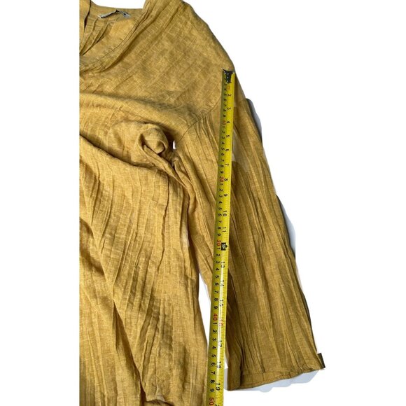ZARA PLEATED LINEN BLEND TUNIC DRESS ZW COLLECTION Boho Mustard Yellow XS - Picture 9 of 10